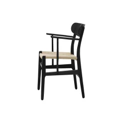 CH26 spisebordsstol, sortlakeret eg/natur