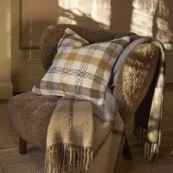 Checked Pillow Cover, olive/oat