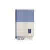 Checked Recycled Wool Throw, misty blue/beige/white