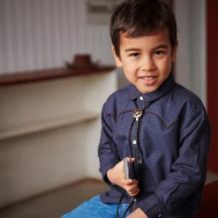 Checkered Cowboy Shirt, brown/blue check comb.