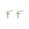 CLARA Crystal Cross Ørestikker, gold plated