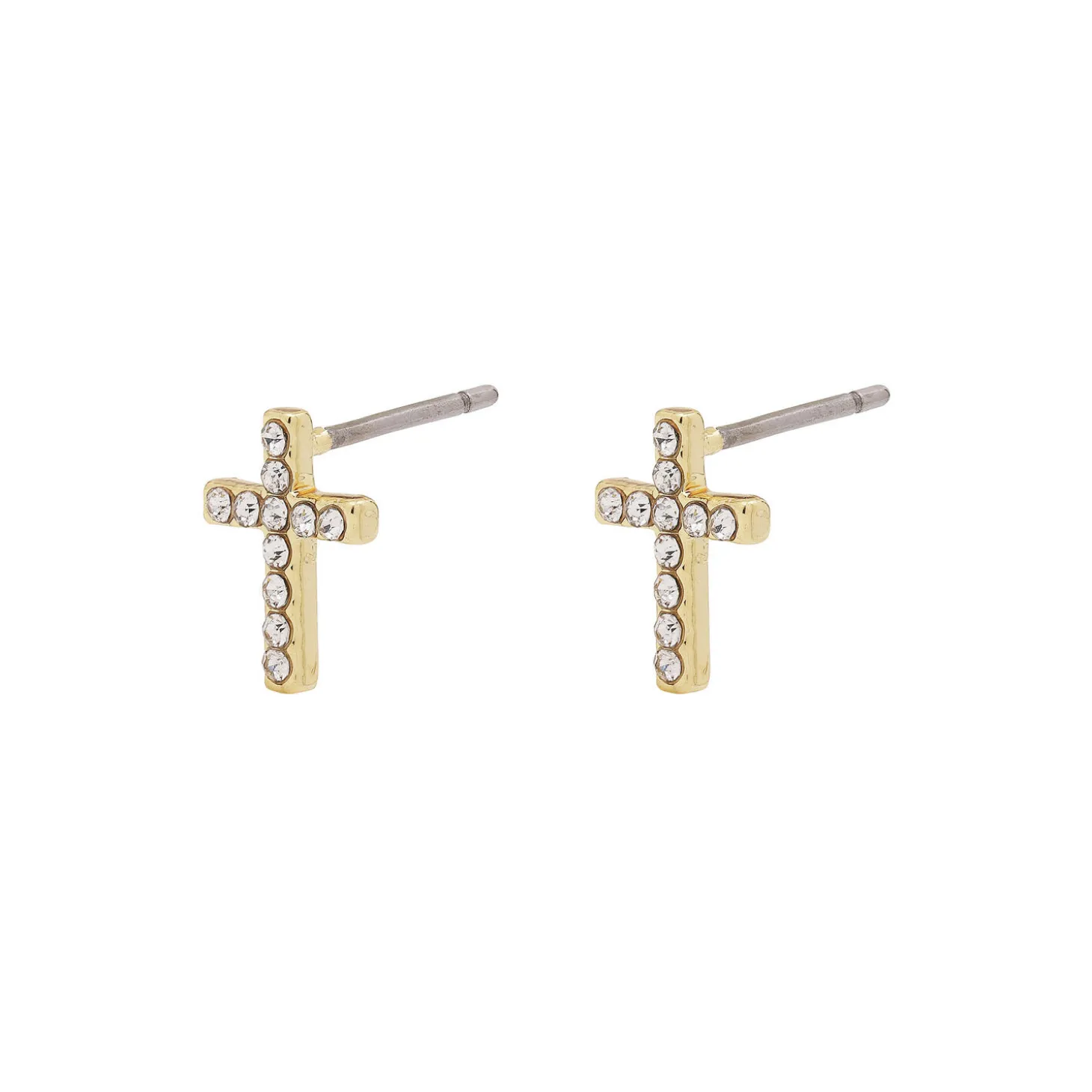 CLARA Crystal Cross Ørestikker, gold plated
