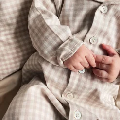 Classic PJ Suit, beige gingham