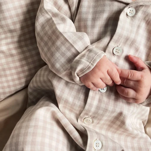 Classic PJ Suit, beige gingham
