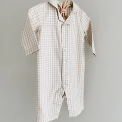 Classic PJ Suit, beige gingham