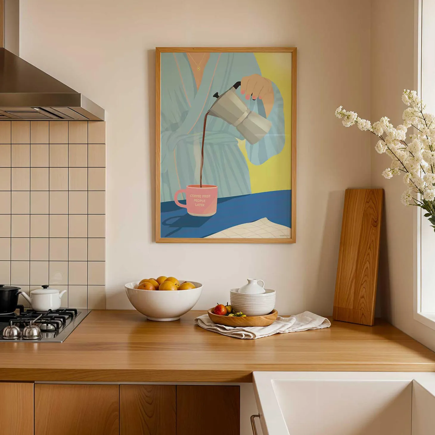 COFFEE FIRST, PEOPLE LATER plakat