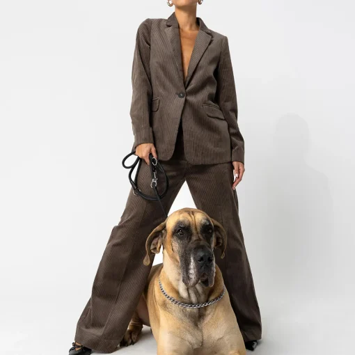 Corduroy suit pants - Petra fit, dove grey