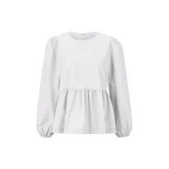 Cotton Blouse With Peplum Sustainable, white