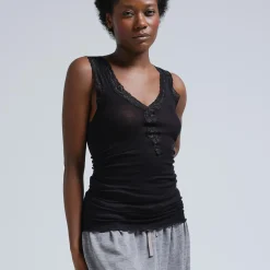 Cotton Lacey Top, black