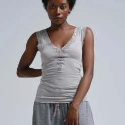 Cotton Lacey Top, grey
