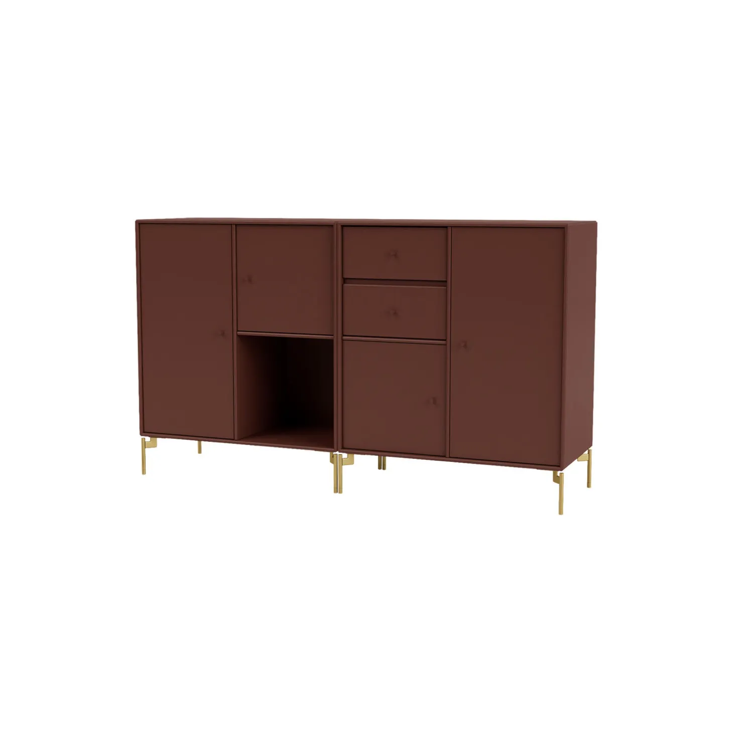 COUPLE bred skænk med ben i messing, 155 masala