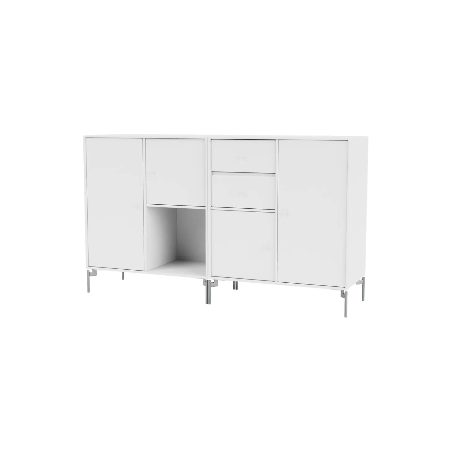 COUPLE bred skænk med ben i krom, 38 snow