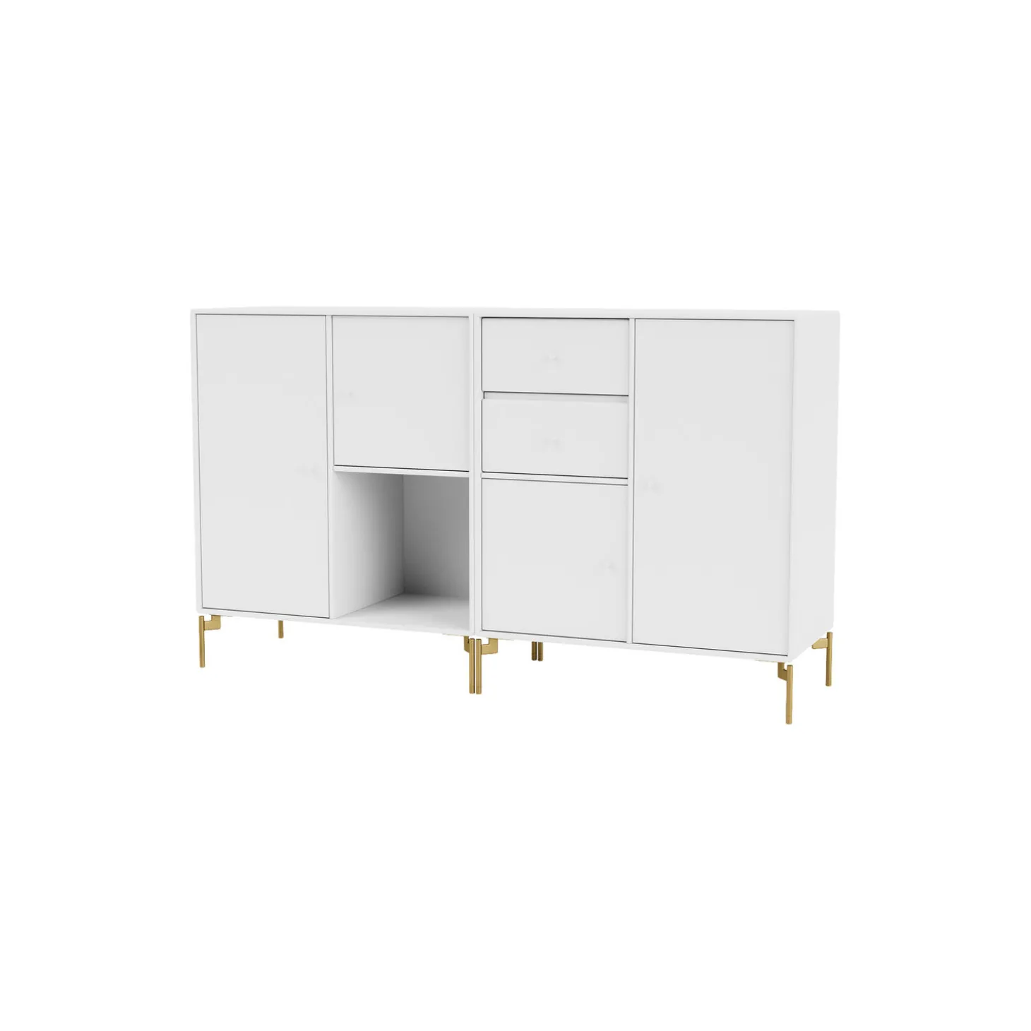 COUPLE bred skænk med ben i messing, 38 snow