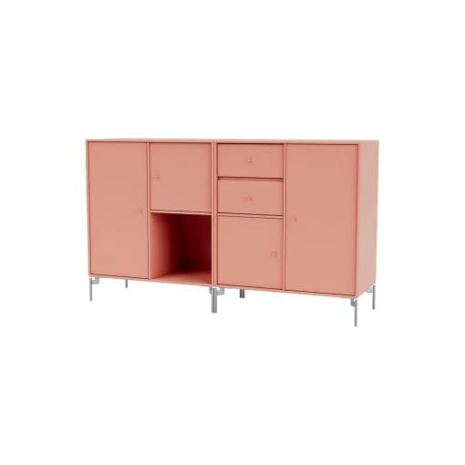 COUPLE bred skænk med ben i krom, 151 rhubarb