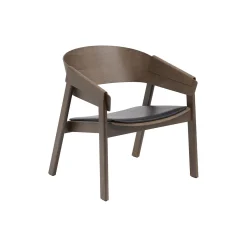 Cover Lounge Chair, refine leather black/stained dark brown