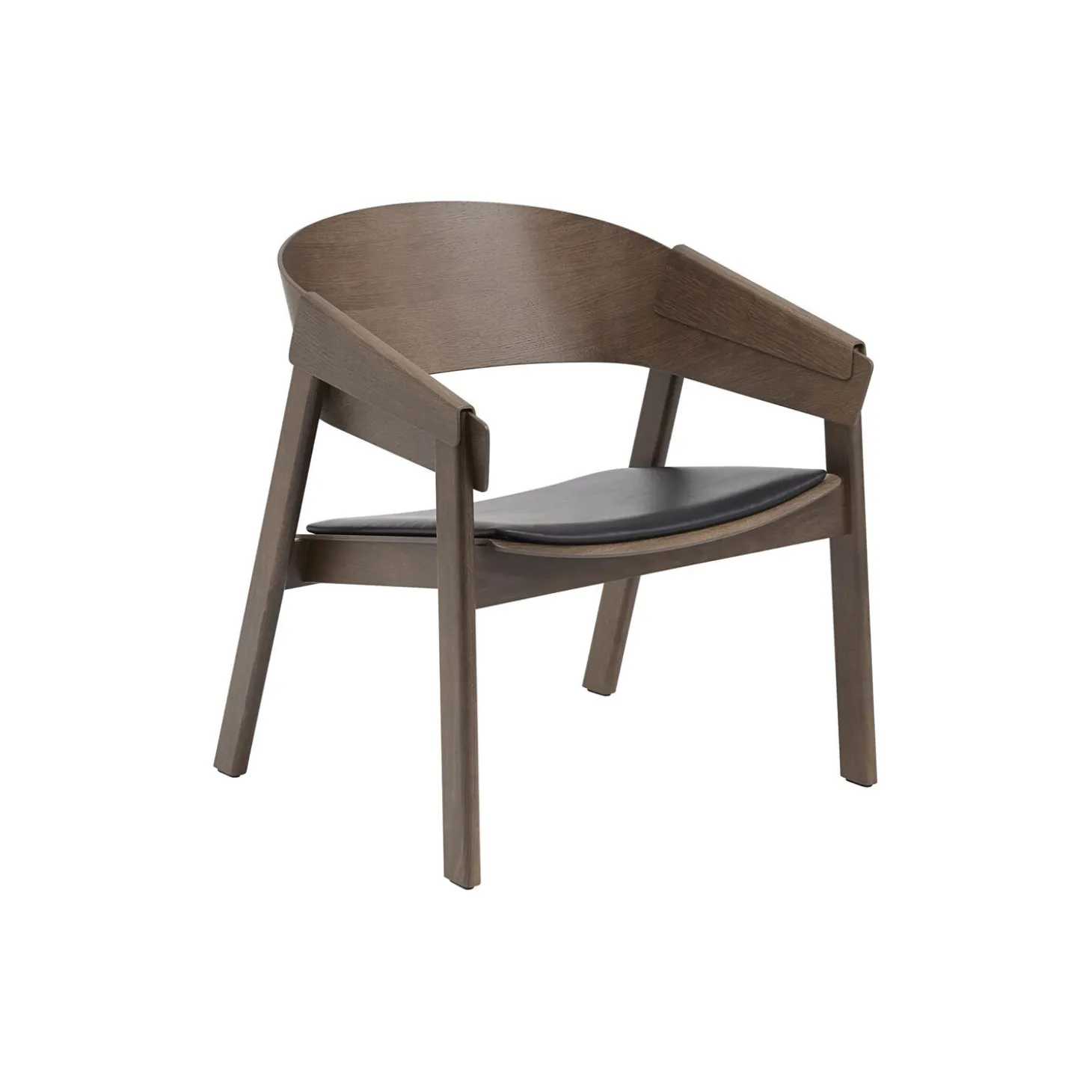 Cover Lounge Chair, refine leather black/stained dark brown