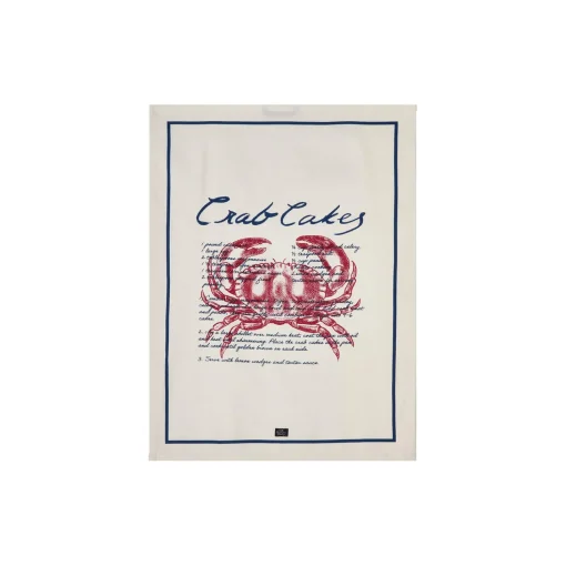 Crab Cakes-viskestykke i økologisk bomuldstwill, white/blue