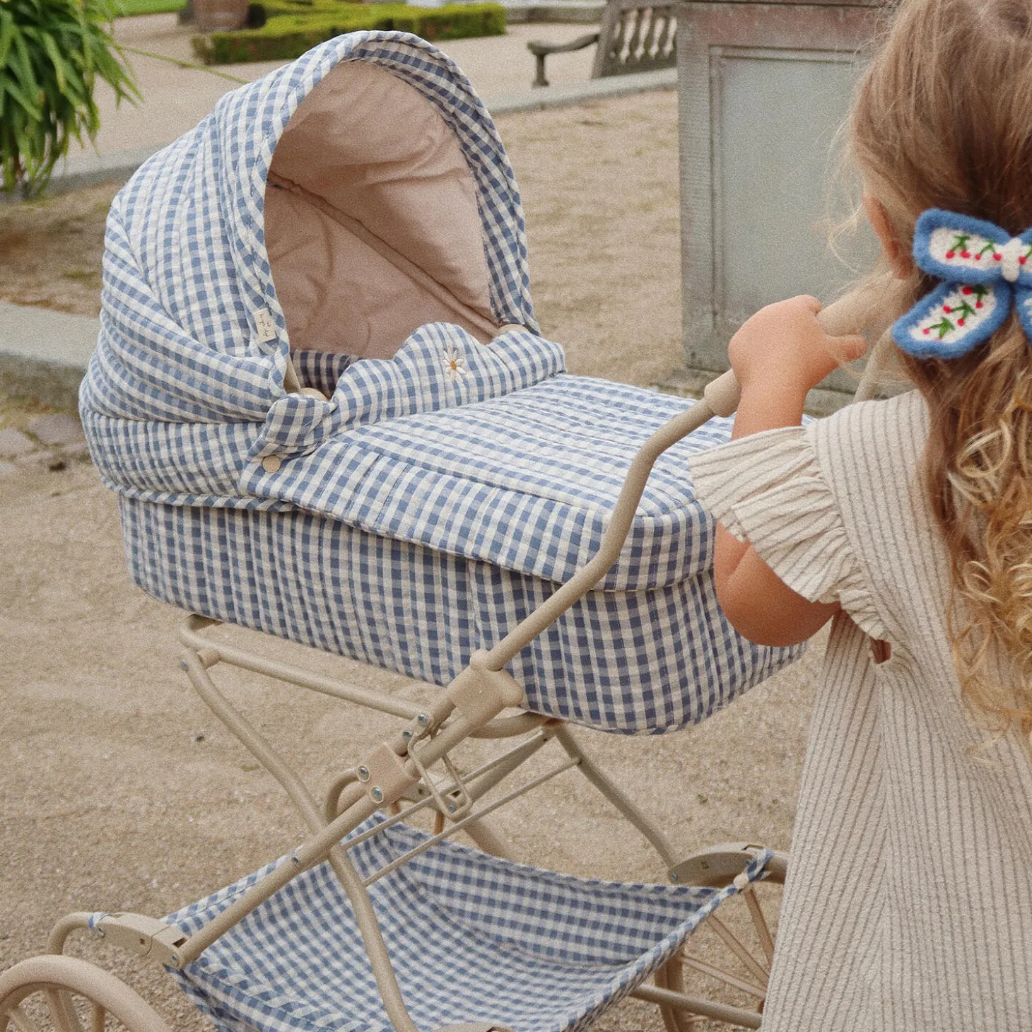 Doll Pram, captains blue check