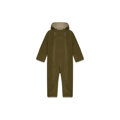 Doubleface Fleece Babysuit, dark olive/mocca