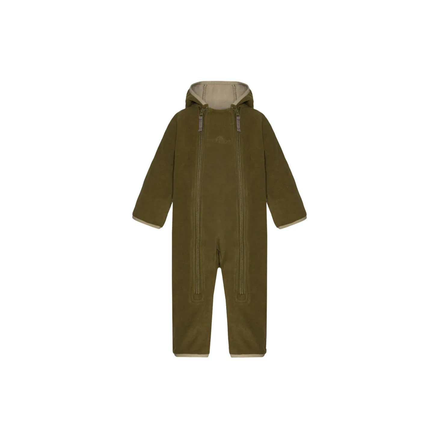 Doubleface Fleece Babysuit, dark olive/mocca