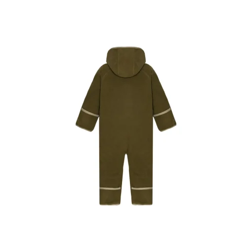 Doubleface Fleece Babysuit, dark olive/mocca