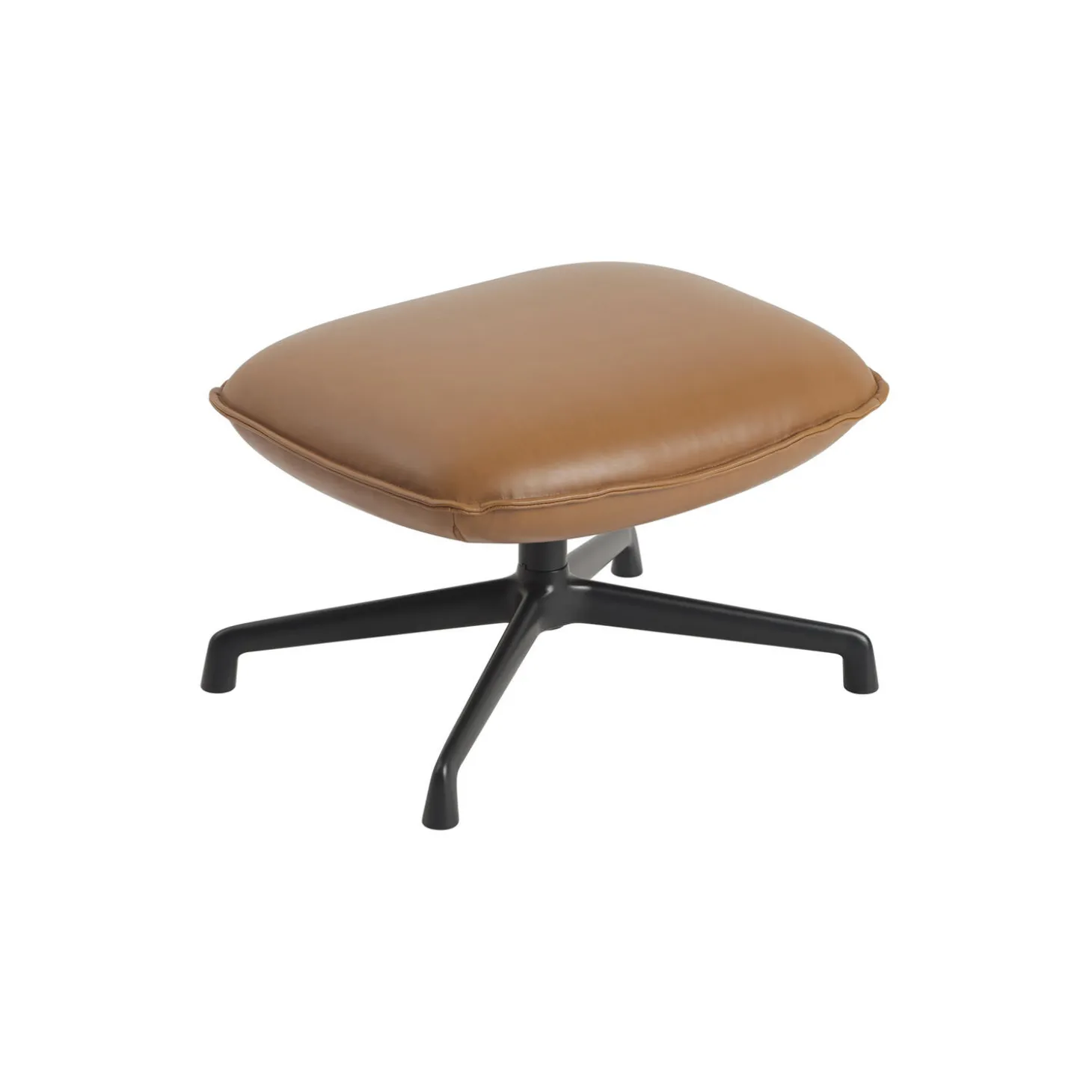 Doze Ottoman with Swivel Base, refine leather cognac/anthracite black