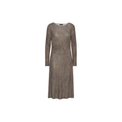 Dress With pleats, beige dotted