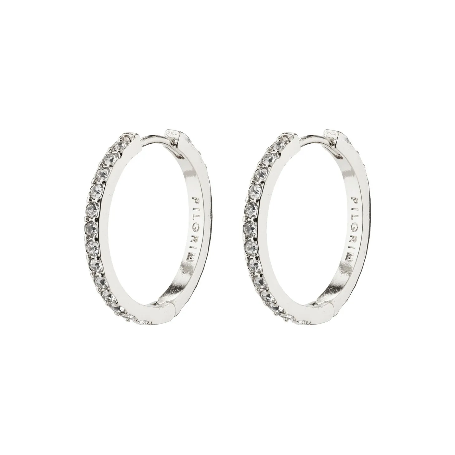 EBNA medium krystal hoops, sølvbelagt