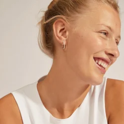 EBNA medium krystal hoops, sølvbelagt