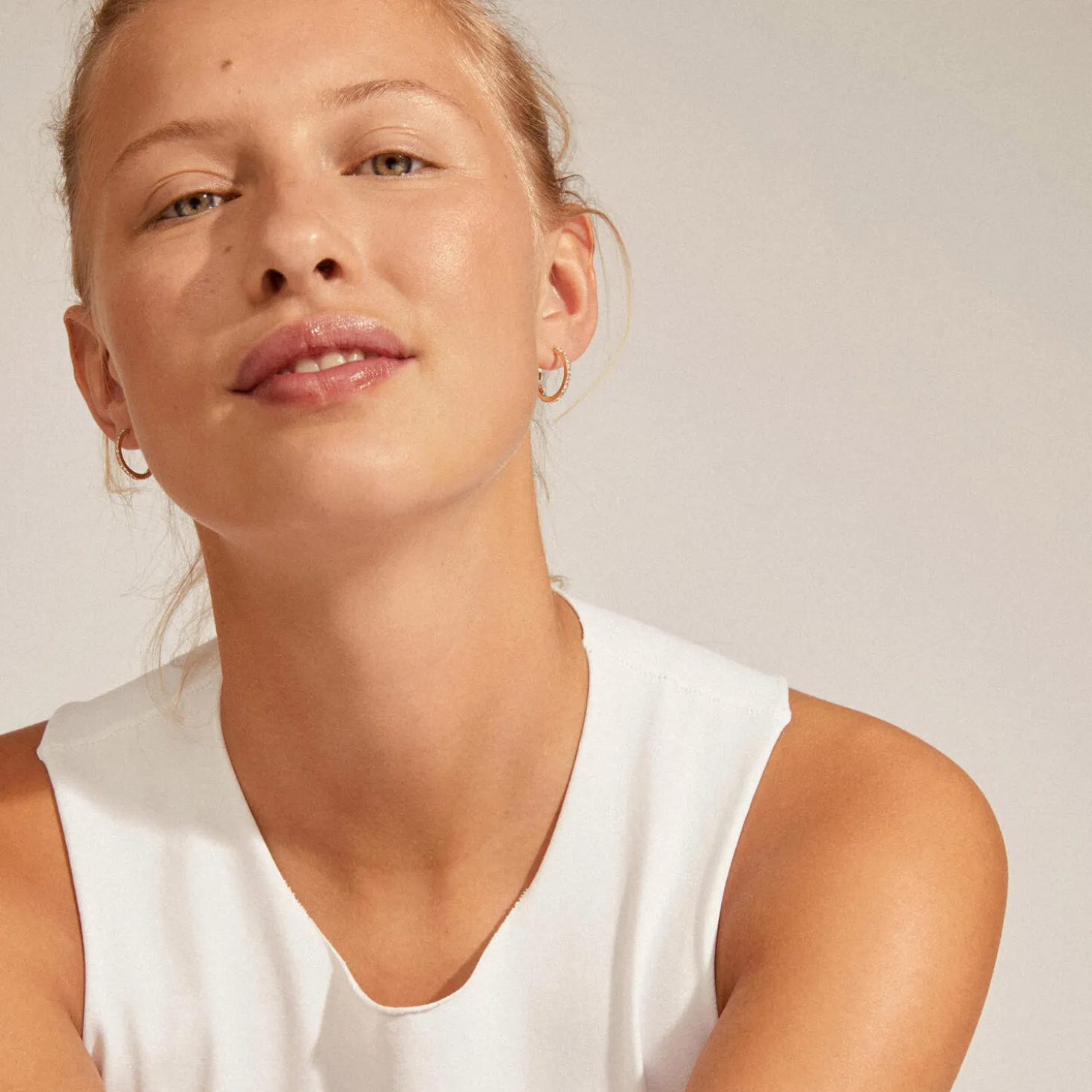 EBNA medium krystal hoops, guldbelagt