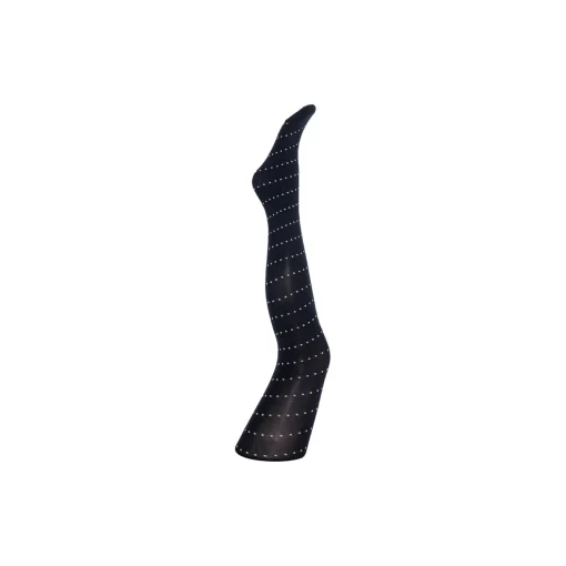 Ellen black bias dot tights, black w. light sand dots