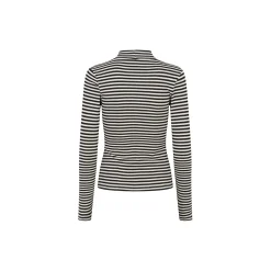 ESBlossom Stripe LS Turtleneck GOTS, snow white black stripe