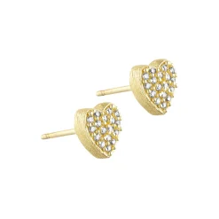 Esmee heart post øreringe m. zirkoner, guldbelagt