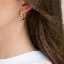 Esmee heart post øreringe m. zirkoner, sølvbelagt