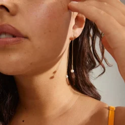 EUONIA Pearl Chain Øreringe, gold plated