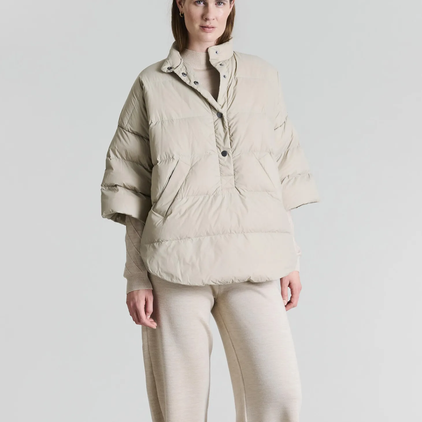 Feather down anorak, stone