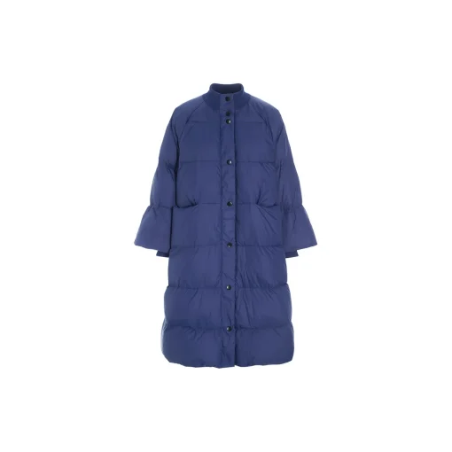 Feather down frakke med knapper, twilight blue