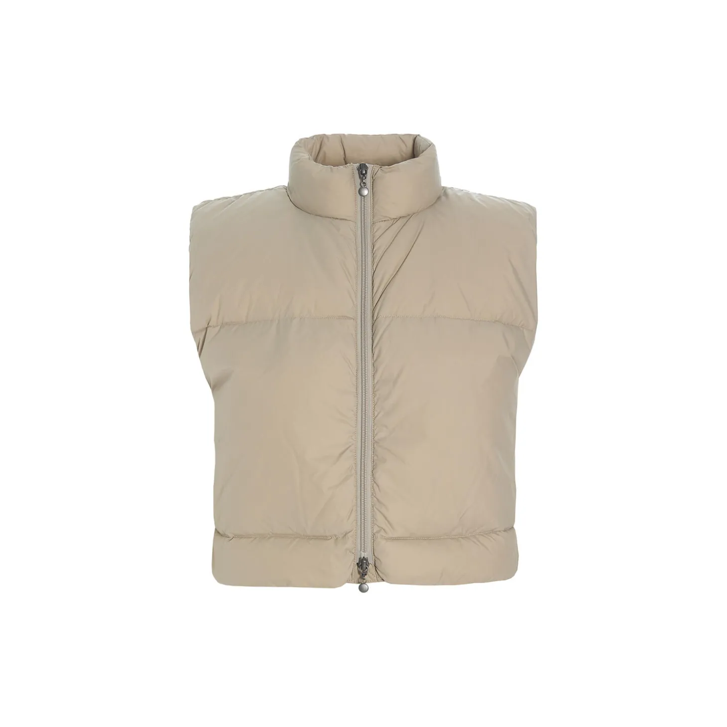 Feather down kort vest, stone