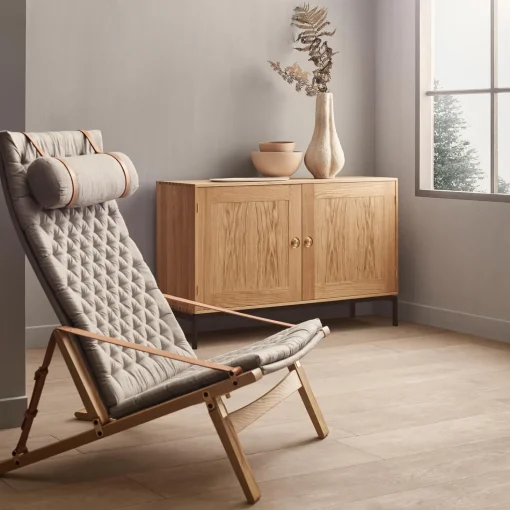 FK10 Plico loungestol, hvidolieret eg/natur