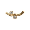 Flow Earring with Two Stones Single, gold
