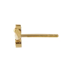 Flow Earring with Two Stones Single, gold