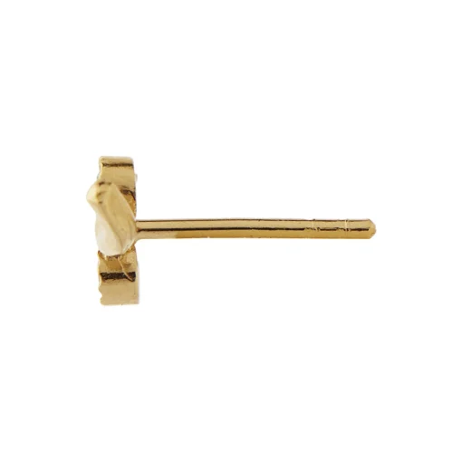 Flow Earring with Two Stones Single, gold