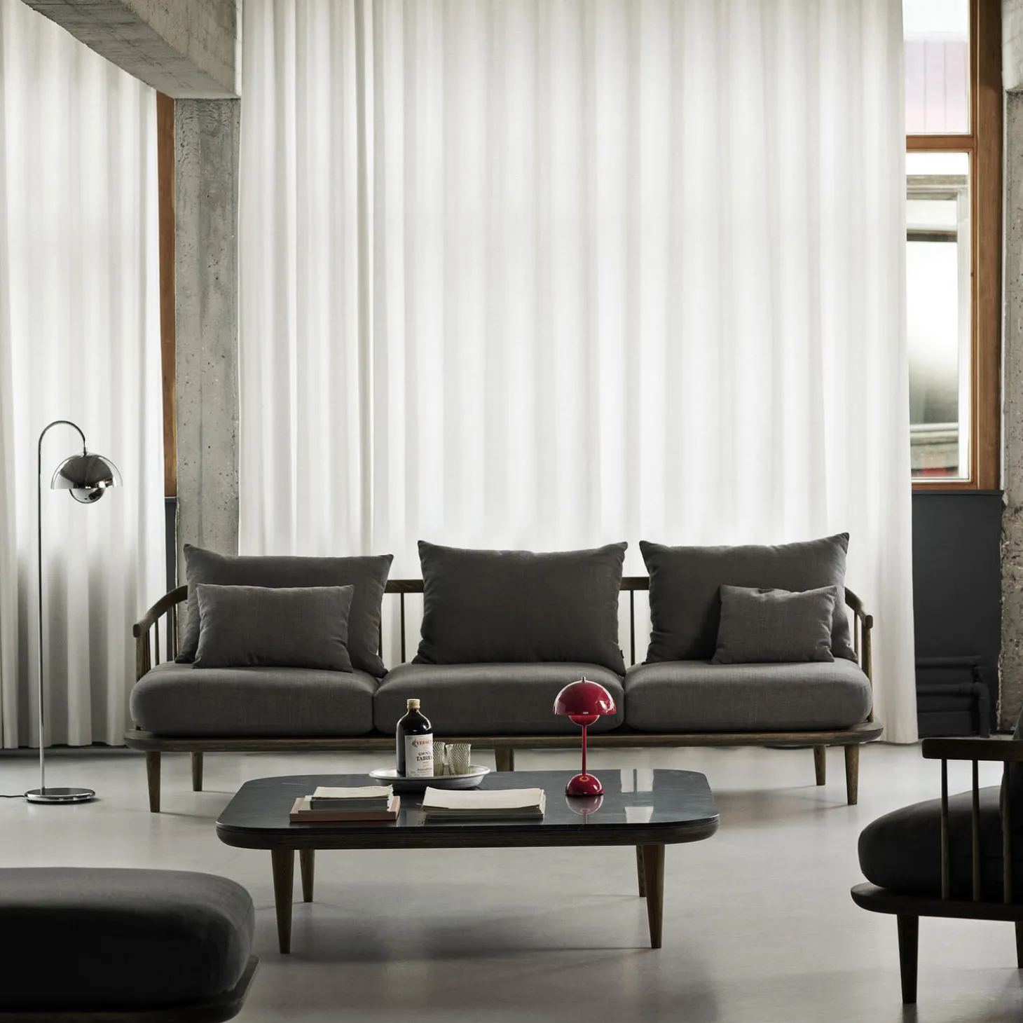 Flowerpot VP12 Floor Lamp, chrome-plated