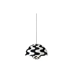 Flowerpot VP2 Pendant, black & white pattern