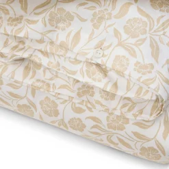 Flowers Cotton Sateen Bed Set, white/beige