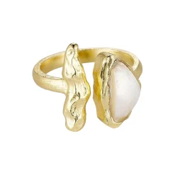 Foil Ring med perler, forgyldt