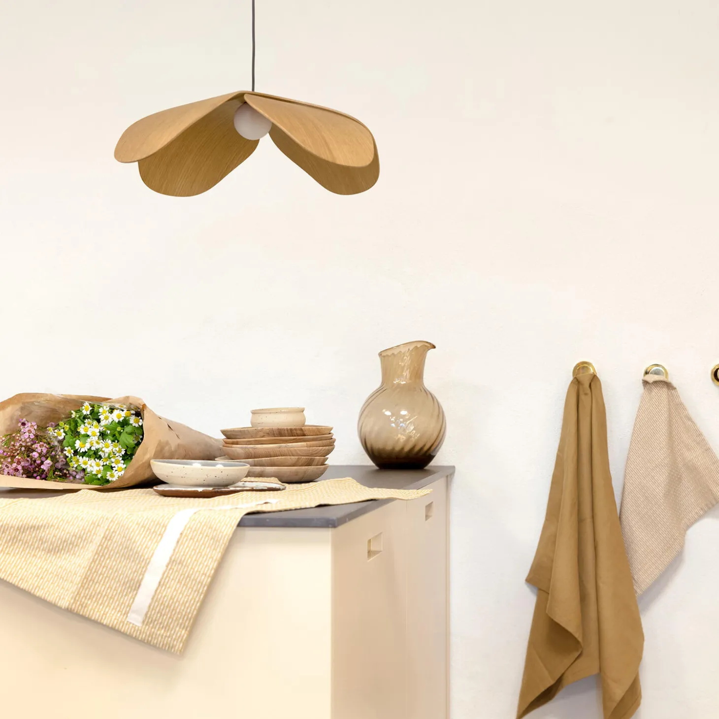 Forget Me Not Pendant, oak