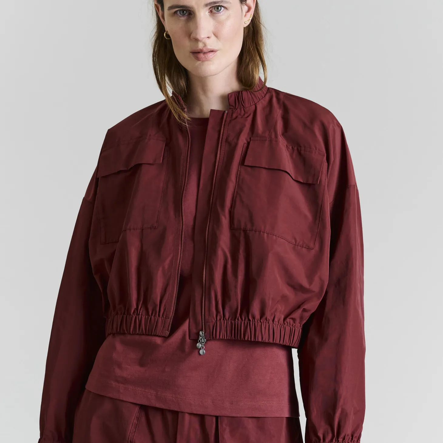 Fukkura poplin bomber jakke, maroon