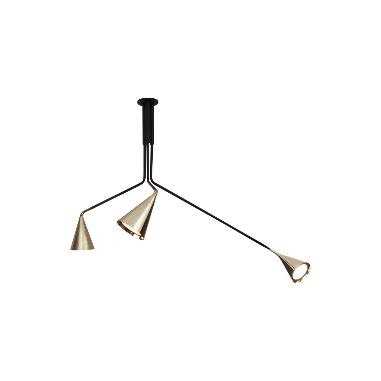 GORDON loftlampe, mat sort/børstet messing