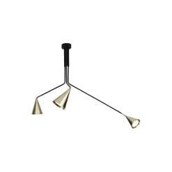 GORDON loftlampe, mat sort/børstet messing